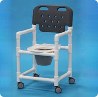 Economy Shower Chair Commode w/New Backrest - ESC817 - ESC820P - With pail - 41" H x 21" W x 21.5" D