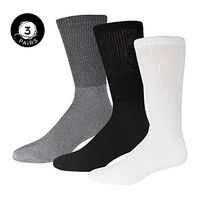 Big and Tall Diabetic Neuropathy Crew Socks, King Size Mens Athletic Crew Socks (13-16, Black/Gray/White) - 3 pairs