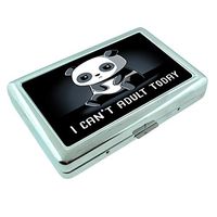 Panda Adult Em1 Hip Silver Cigarette Case Id Holder Metal Wallet 4" X 2.75" RFID Protection