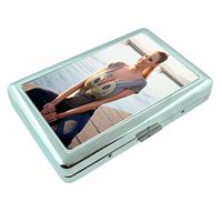 Finland Pin Up Girls Finnish Europe S2 Silver Cigarette Case Metal Wallet Id Holder King & 100's 4" X 2.75" RFID Protection