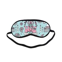 All Polyester Rickshaw Hand Drawn Cartoon Cute Sleeping Eye Masks&Blindfold by Simple Health with Elastic Strap&Headband for Adult Girls Kids and for Home Travel