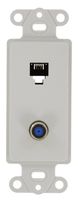 Leviton 40659-W Decora Insert, 6P4C + F-Connector, Screw Terminals, White
