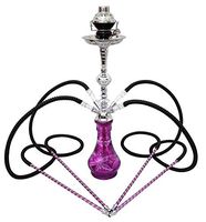 4 hose 22" Purple Hookah shisha nargila bar narguile nargile glass water Vase