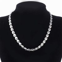 Rando Womens Gold Plated Love Heart Magnetic Therapy Link Chain Necklace Stainless Steel Energy Health Necklace for Neck Arthritis Headaches Shoulder Pain Relief Jewelry (Silver)