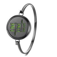 Garden Charms Black Color Aromatherapy Perfume Essential Oils Diffuser Bracelet Locket Bangle with 5 Color Felt Pads (Arrow)