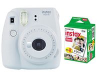 Fujifilm instax Mini 9 Instant Film (Polaroid) Camera, Smokey White with instax Mini 20 Prints