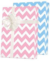Gender Reveal Boy/Girl Baby Chevron Gift Wrap Wrapping Paper-15ft Roll w. Gift Tags