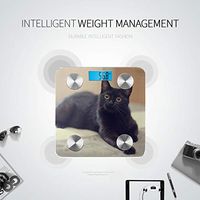Black Cat with Yellow Eyes Bluetooth Body Scale Personal Weight Scale Weight Scales for People Tracks 8 Key Compositions Analyzer Sync with Fitness Apps 400 Lbs