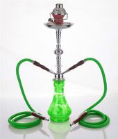 2 hose 23" Pita Green Hookah Shisha Nargila water glass vase pipes smoke sale