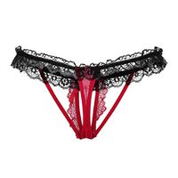 TIFENNY Fashion Delicate Panty for Women Translucent Underwear Sheer Lace Pearl Decor Lace Sexy Underpant Thong