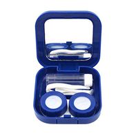 Bamboo Store Portable Travel Contact Lens Case Box,Eye Care Kit Holder,Mirror Box (Blue)