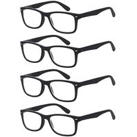 Reading Glasses 4 Pack Fashion Readers Quality Spring Hinge Glasses for Reading for Men and Women (4Black, 2.0)