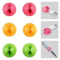 6 PCSQingsun Multi Purpose Cable Clips, Cable Cord Management Desktop Cable Organizer Cord Organizer Table Cable Charging or Mouse Cord Holder Random Color