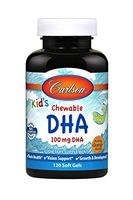 Carlson - Kid's Chewable DHA, 100 mg DHA, Brain & Vision Function, Growth & Development, Orange, 120 Chewable Softgels