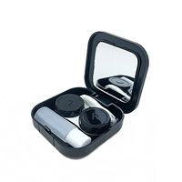 MAXGOODS Portable Contact Lens Case Hard Case Cleaning Holder Travel Kit Case with Mirror,Bottle and Tweezers (Black)
