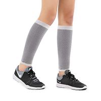 SWOLF Calf Compression Sleeve for Men & Women, Athletic Calf Compression Socks for Running, Cycling, Travel, Hiking - Sports Leg Support Sleeve for Shin Splint, Calf Pain Relief (White & Black, L)