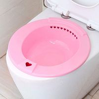 JOEPET Over-The-Toilet Perineal Soaking Bath,Hemorrhoids Postpartum Treatment,Toilet Hip Bath tub & Flusher,Suitable for Men and Women with Acne,Pinkroundsitting