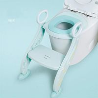 Portable Potty Trainer Seat, Adjustable Toddler Child Toilet Trainer with Step Stool Ladder, Anti-Slip,Blue