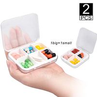 Pill Organizer Case,Portable Pill Box Small Pill Container for Travel or Daily, Moisture Proof Medicine Container(White, 4+6 Compartments)