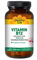 Country Life Vitamin B-12, 500 mcg, with Folic Acid (Sublingual Lozenges), 100-Count