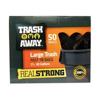Trash Away Fast Tie Trash Bags (50 Ct, 30 Gallons) - Black