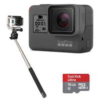 GoPro Hero Camera (2018) Bundle with 16GB Micro SDHC Card, and Selfie Stick