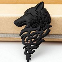 Accessory Shirt Accessory Bronze Stick Viking Badge Wolf Head Lapel Pin Brooch Daily Fashion Creation Aesthetic Beauty Girls Jewerly Style | color - black