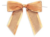Pre-Tied Sheer Gift Bows - Gold Pre-Tied Sheer Bows Organza w/Satin Edge 1-1/2" Ribbon (10 Packs; 12 Bows Per Pack) - WRAPS-24427