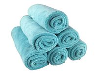 Universal Mojafiber Cloths-Lint-Free Streak-Free-Perfect for Kitchen Bathroom Counter Glass Electronics Car Detailing-Chemical-Free Cleaning 16”x16” Size 6-Pieces Set (Aqua)