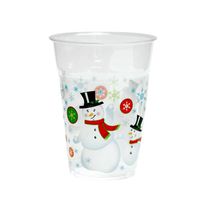 Party Essentials N162088 Soft Plastic Cup, 16-Ounce Capacity, Snowman Printing (Case of 500)