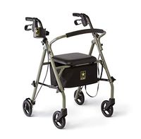 Medline Rollator Walker with Seat and Wheels, Folding Walker Includes Black Army Star Logo Cooler Underbag and Cupholder, Durable Camo Green Steel Frame Supports up to 350lbs, 6in Wheels, MDS86850ESAC