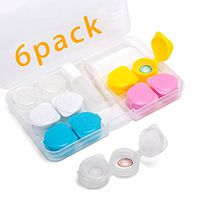 Travel 6 Pack Flip Press Contact Lens Case Container Holder Storage Box Portable Contact Lens Travel Kits (Color)