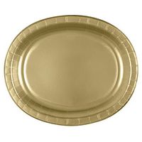 Unique Industries, Oval Paper Plates, 8 Pieces - Gold