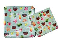 Kate Windgate | Colorful Cocktails | Party Paper Bundle Set | 40 Cocktail Napkins + 16 Dessert Plates