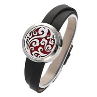 JOVIVI 30mm Clouds Openable Locket Essential Oil Diffuser Detachable Genuine Leather Bracelet w/ 6 Felt Pads and Box