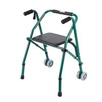 HYXQY-ZY 2 Wheeled Walker with Seat | Lightweight Folding and Height Adjustable | Adult Travel Mobility Aid Walking Frame for Seniors (Green)