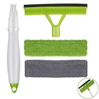MOHOO Professional Window Cleaning Tool Squeegee and Microfiber Cloth Scrubber with Sprayer 3-in-1 Window Squeegee with Scrubber for Car Window Glass Shower Doors Mirror