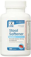 Quality Choice Stool Softener Docusate Sodium 100mg. Liquid Cap 250 Count ,  Plastic Bottle (Pack of 2)