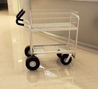 Charnstrom Medium Wire Basket Mail Cart with Easy Push Handle and Caster Options (B262E)