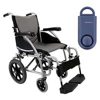 Karman S-Ergo 115 Ergonomic Transport Wheelchair | S-Style Seat Size 18" X 17" | Standard Swing Away Legrest | Frame Color - Pearl Silver & Free 130 dB Matte Blue Personal Safety Alarm/Siren!