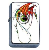 Dragon Eyeball Fantasy Tattoo Windproof Refillable Flip Top Oil Lighter with Tin Gift Box D-139