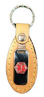 Emerg Alert Medical Alert Emergency ID Leather Tab Keychain - "See Wallet Card"