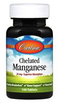 Carlson Labs Chelated Manganese 20mg, 100 Tablets