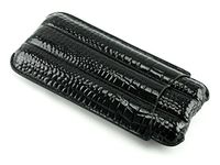 Skyway Lorenzo Crocodile Leather 3 Cigar Case Holder - Black