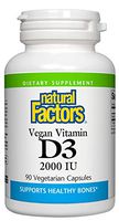 Natural Factors, Vegan Vitamin D3, Support for Healthy Bones, 2,000 IU, 90 Capsules (90 Servings)