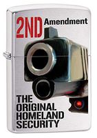 Zippo Lighter: Second Amendment, Homeland Security - Brushed Chrome 79977