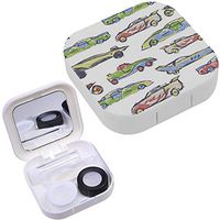 Portable Contact Lens Case Box Travel Kit Mirror + Bottle + Tweezers Container Holder [ Cute Car ]