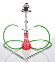 2 hose 23" Fahem Red Hookah Shisha Nargila water glass vase pipes smoke sale