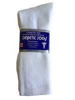 J&J 3, 6, or 12 Pairs Diabetic CREW circulatory Socks Health Men’s Cotton ALL SIZE (White 3Pack, 13-15)