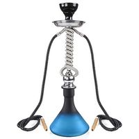 REANICE 22" Double Hose Hookah Set with Everything 2 Hose Glass Shisha Hookahs Complete Set Combo Kit (Blue)